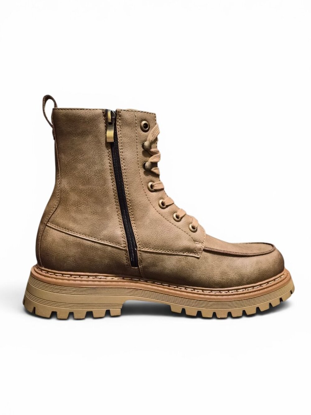 Madden NYC Men's Faux Leather McCoyy Boots Sz 12-13 Lace Up Comfort Insole Taupe - Picture 5 of 8